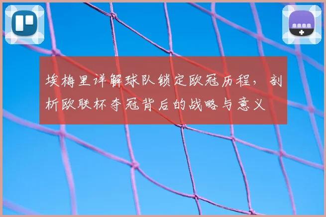 埃梅里详解球队锁定欧冠历程,剖析欧联杯夺冠背后的战略与意义